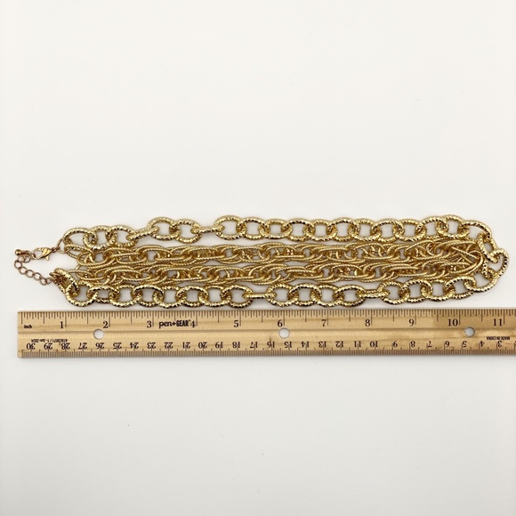 Textured Chains Gold Tone 2 Strand Necklace - Picture 2 of 6